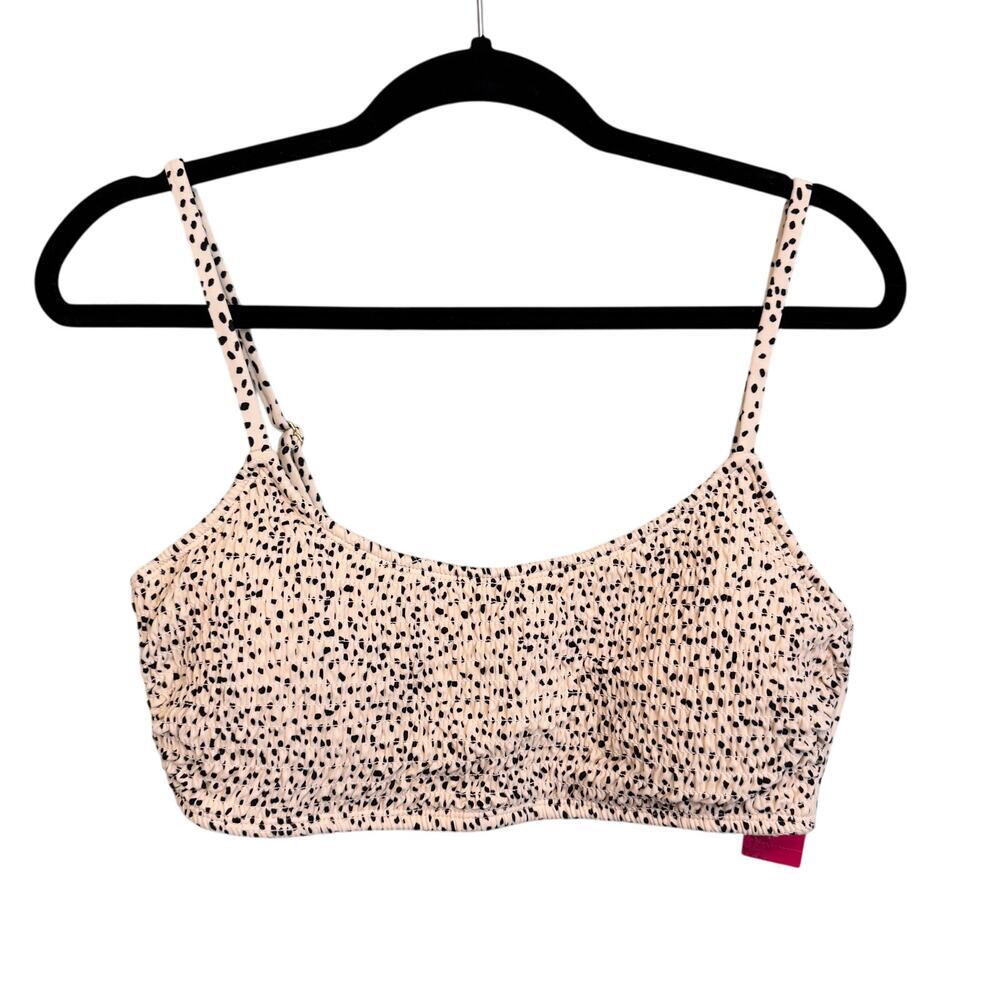 Xhilaration Bralette Swim Bikini Top Junior XL 12-14 Cream Black Dots Beach NWT
